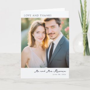 Romantic Navy Classic Portrait Thank You Card