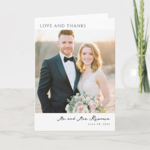 Romantic Navy Photo Thank You Card