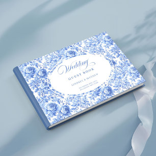 Romantic Navy Roses Floral Toile Guest Book