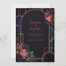 Romantic Neon Floral Wedding Arch Glow
