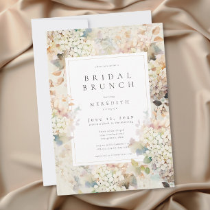 Romantic Neutral Vintage Hydrangeas Bridal Brunch Invitation