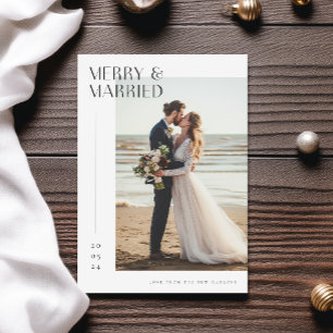 Romantic Newlywed Merry & Married Christmas Photo Holiday Card