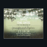 romantic night lights modern save the date announcement postcard<br><div class="desc">Rustic save the date postcards with vintage grungy night landscape and garden lights - lanterns design. To change the font colour or style please push customize it button.</div>