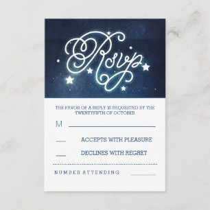 romantic night sky stars wedding RSVP cards