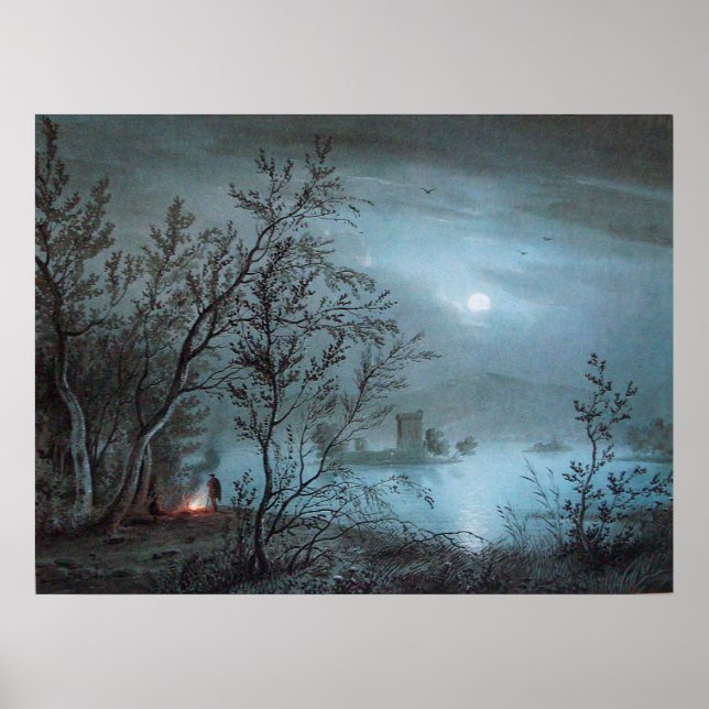 ROMANTIC NOCTURNE LANDSCAPE IN BLUE POSTER (Front)