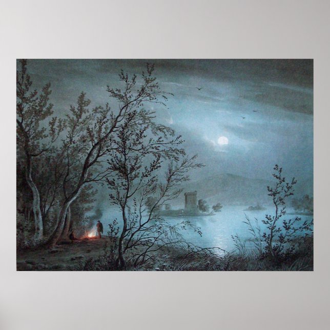 ROMANTIC NOCTURNE LANDSCAPE IN BLUE POSTER (Front)