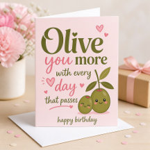 Romantic Olive You More Valentine's Day Greeting