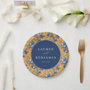 Romantic Orange Floral Elegancy Paper Plate
