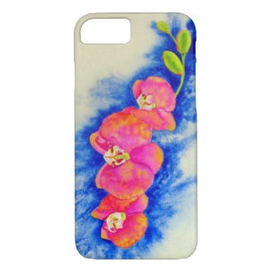 Romantic orange pink watercolor orchid painting Case-Mate iPhone case