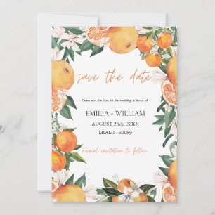 Romantic Oranges Wedding Photo Save the date Invitation