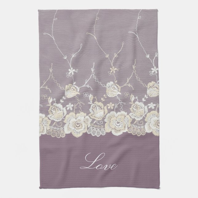 Romantic Orchid Purple Floral   Kitchen Towel (Vertical)