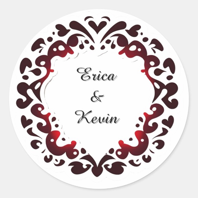 Romantic Ornate Circular Frame Classic Round Sticker (Front)
