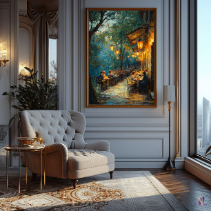Romantic Outdoor Café at Night Impressionism Poster