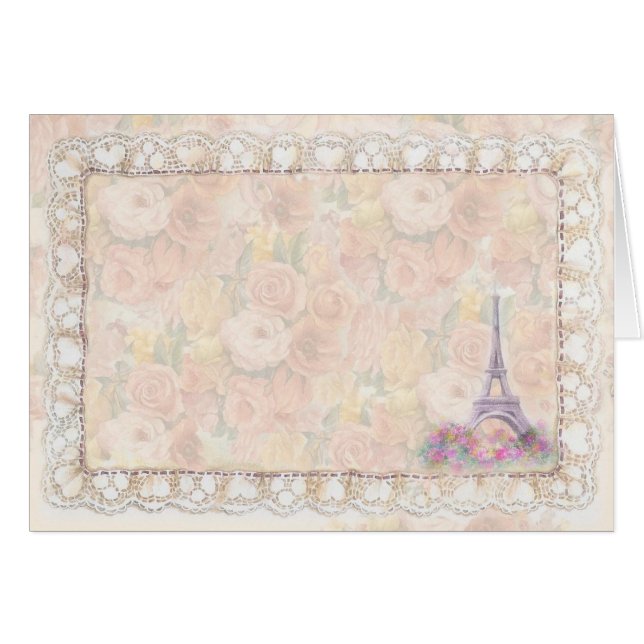 Romantic Painted Roses Eiffel Tower (Front Horizontal)