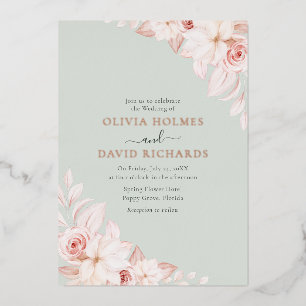 Romantic Pale Pink Roses Wedding Invitation