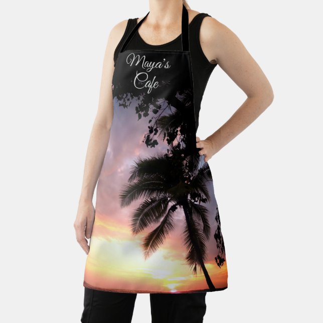 Romantic Palm Tree Sunset Personalized Apron (Insitu)