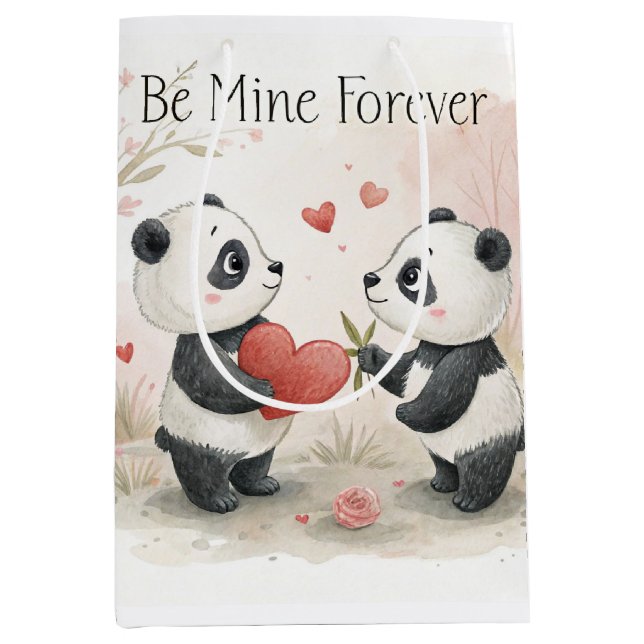 Romantic Panda Card – Be Mine Forever Medium Gift Bag (Front)