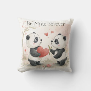 Romantic Panda Card – Be Mine Forever Throw Pillow