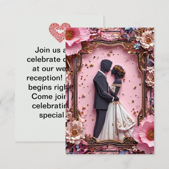 Romantic Paper Silhouette Wedding Scene Invitation (Front/Back)