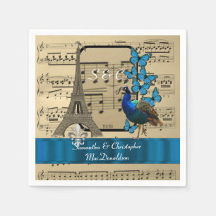 Romantic Paris and music sheet vintage wedding Napkin