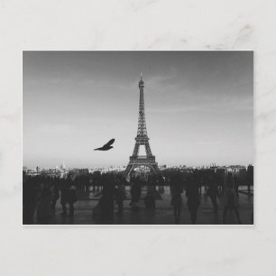 Romantic Paris Eiffel Tower Black and white Postcard
