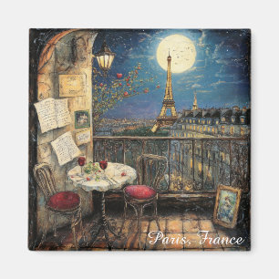 Romantic Paris France Eiffel Tower Illustration Magnet