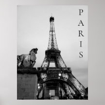 Romantic Paris Lit Up Eiffel Tower Black White