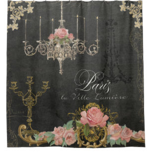 Romantic Paris Parisian Rose Chandelier Chalkboard