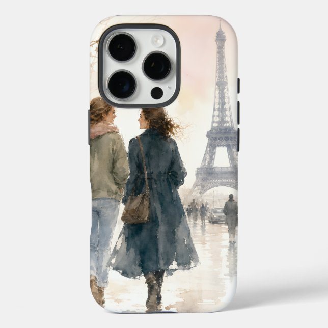 Romantic Paris Street Scene Print Case-Mate iPhone Case (Back)