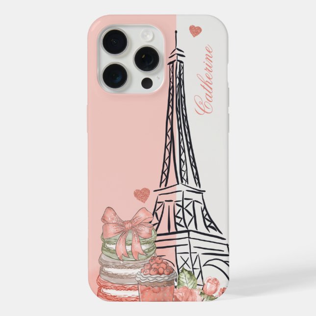 Romantic Paris Theme Personalized iPhone Case (Back)