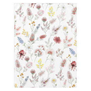 Romantic Pastel Australian Watercolor Wildflowers Tablecloth
