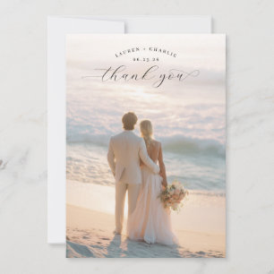 Romantic Pastel Beach Photo Thank You Card