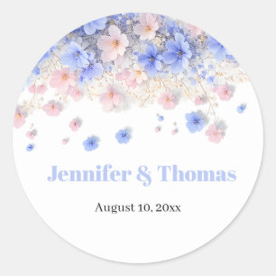 Romantic Pastel Cottagecore Wildflowers  Wedding Classic Round Sticker