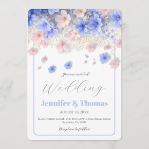 Romantic Pastel Cottagecore Wildflowers  Wedding Invitation
