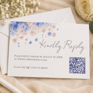 Romantic Pastel Cottagecore Wildflowers Wedding RSVP Card