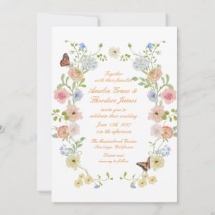 Romantic Pastel Floral Garden Wedding Invitation