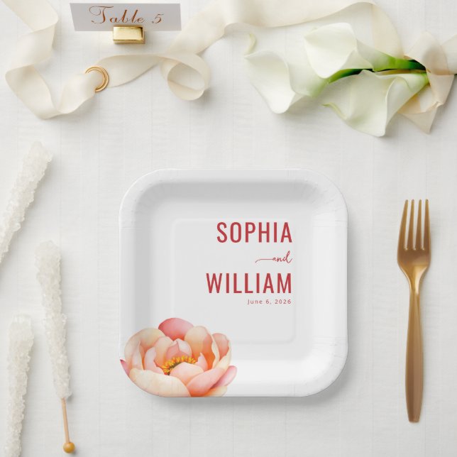 Romantic Pastel Floral Paper Plate (Wedding)