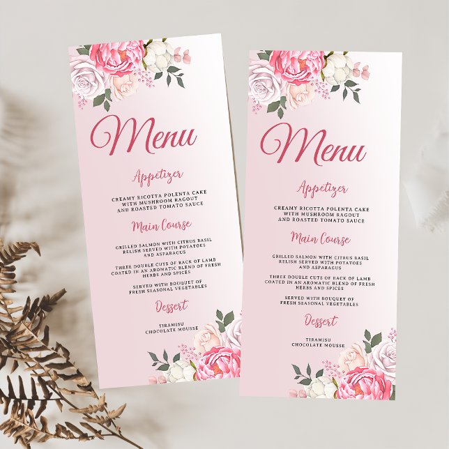 Romantic Pastel Floral Roses Sweet 16 Menu (Creator Uploaded)