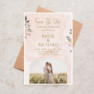 "Romantic Pastel Floral Save the Date Wedding Invitation