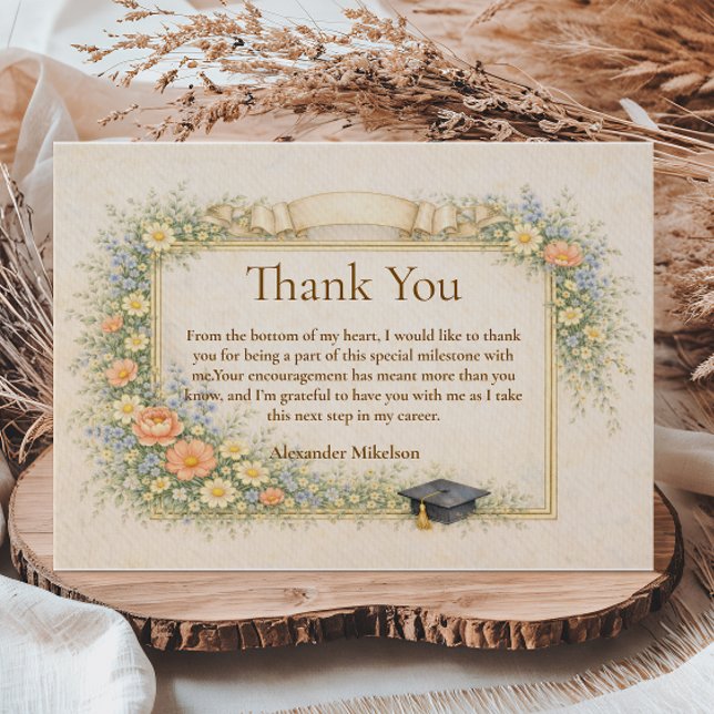 Romantic Pastel Graduation Party Thank You Card (Creator Uploaded)