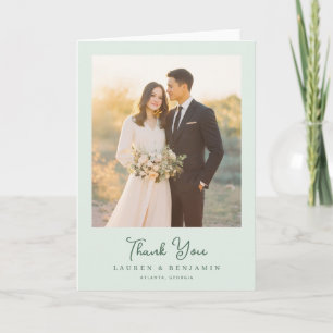 Romantic Pastel Green Photo Thank You Card