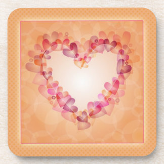 Romantic pastel hearts and abstract shapes design coaster