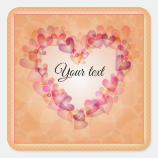 Romantic pastel hearts and abstract shapes design square sticker