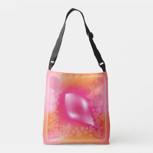 Romantic pastel hearts design crossbody bag