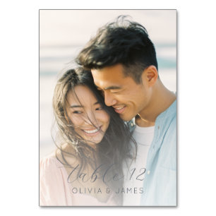 Romantic Pastel Minimalist Photo Table Number