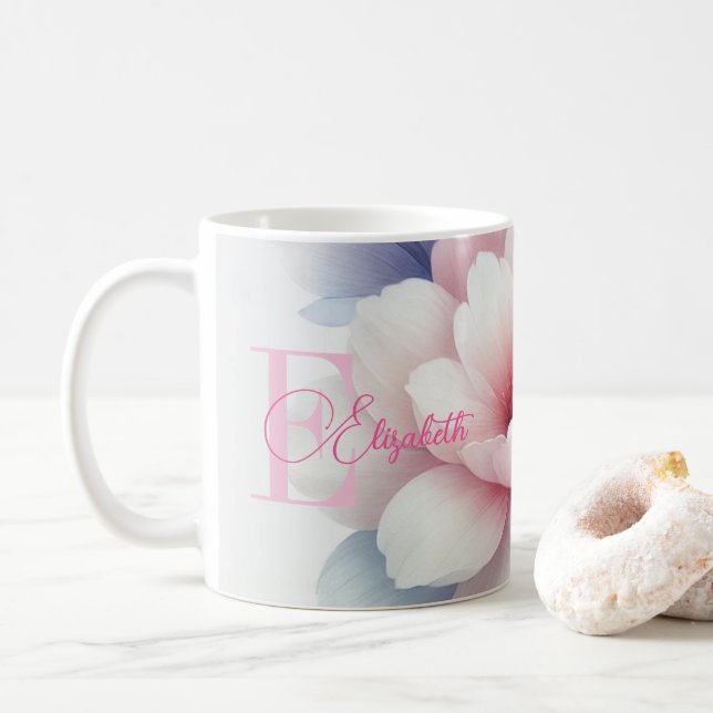 Romantic Pastel Personalized Mug – Custom Monogram (With Donut)
