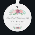 Romantic Pastel Pink Floral Garland Wedding Photo Ornament<br><div class="desc">Did you get married this year? Add a memory to your Christmas tree with this elegant wedding keepsake ornament with the message, "Our First Christmas as Mr. and Mrs." and the year of your wedding. Add your favourite photo to the back. This ornament also makes a great gift to a...</div>