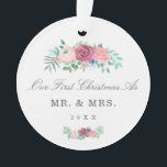 Romantic Pastel Pink Floral Garland Wedding Photo Ornament<br><div class="desc">Did you get married this year? Add a memory to your Christmas tree with this elegant wedding keepsake ornament with the message, "Our First Christmas as Mr. and Mrs." and the year of your wedding. Add your favourite photo to the back. This ornament also makes a great gift to a...</div>
