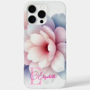 Romantic Pastel Pink Floral Personalized iPhone 16 Pro Max Case