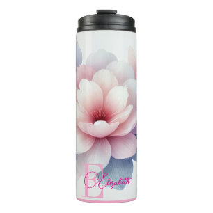 Romantic Pastel Pink Floral Personalized  Thermal Tumbler